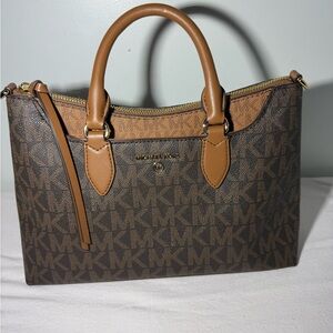Michael Kors Dark Brown and Tan Signature Tote